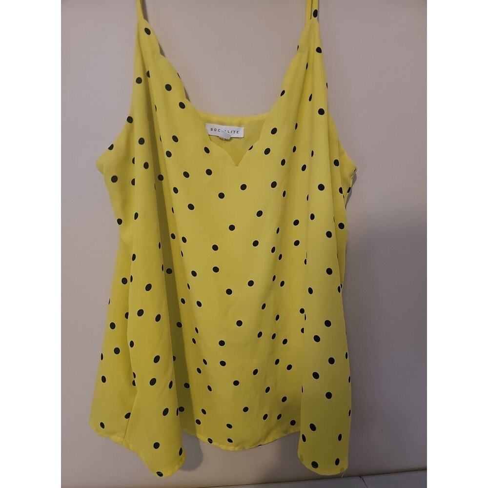Socialite Women's Scalloped V-Neck Camisole Bright Yellow Size‎ L